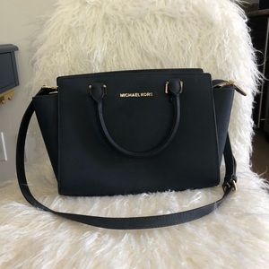 Micheal Kors medium navy blue Selma bag